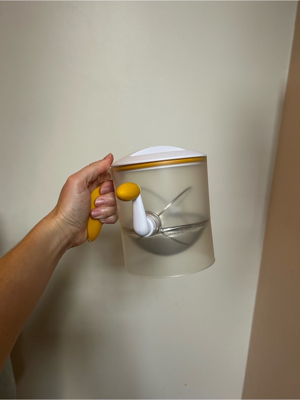 Yellow Hand-Press Flour Sifter with Comfortable Grip